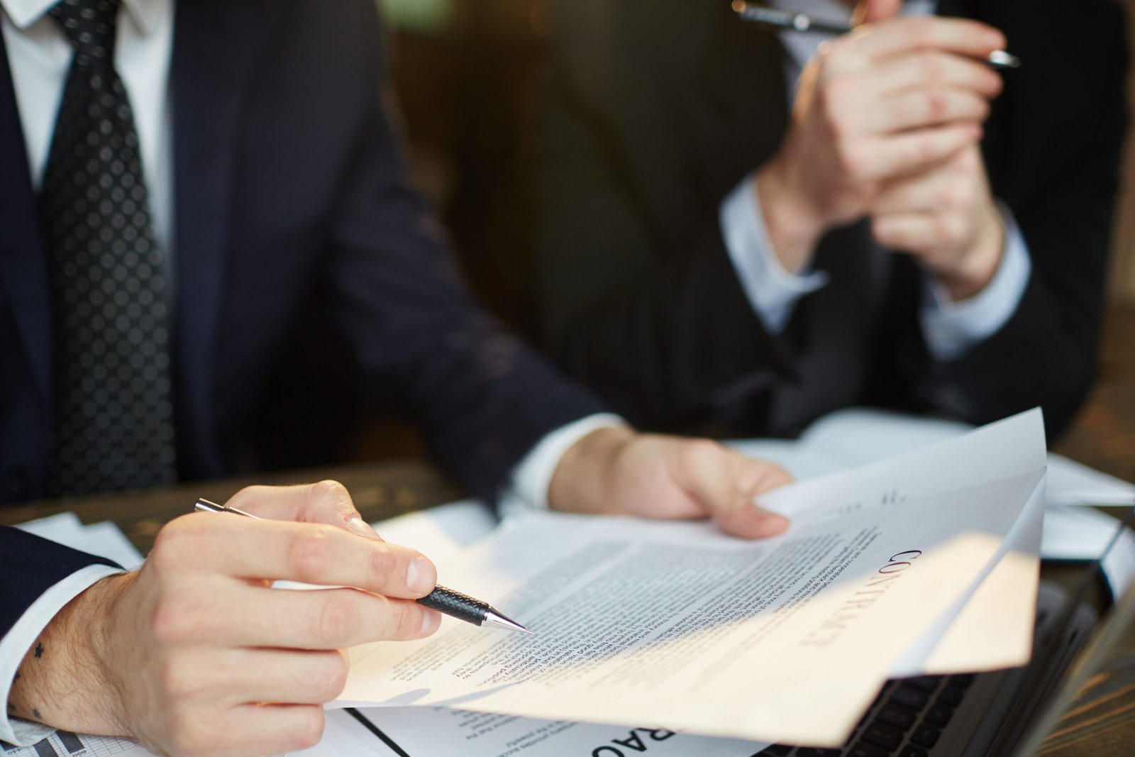 businessman reading contract